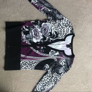 WHBM Black/Purple Patterned Cardigan